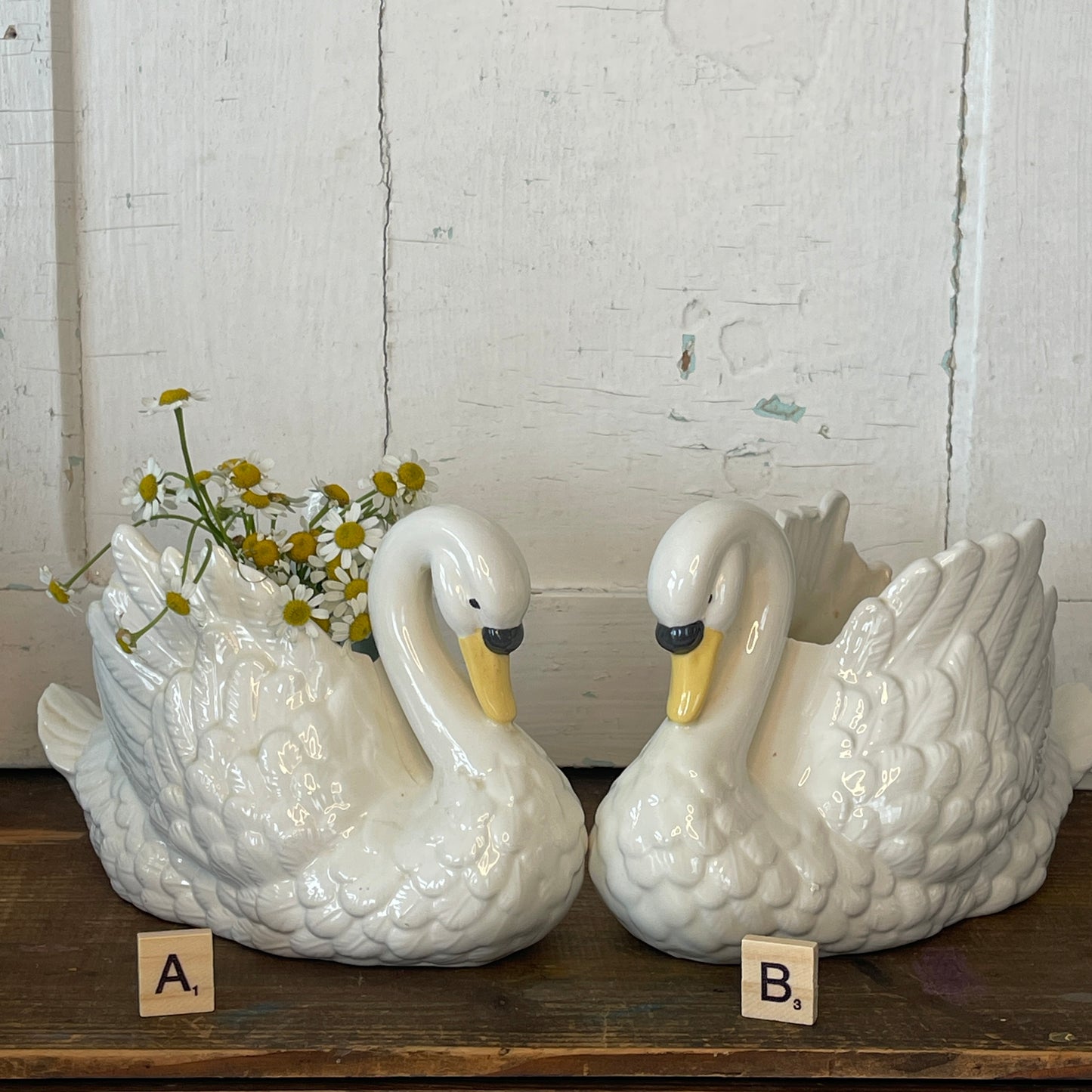 Vintage Ceramic Swan Planter