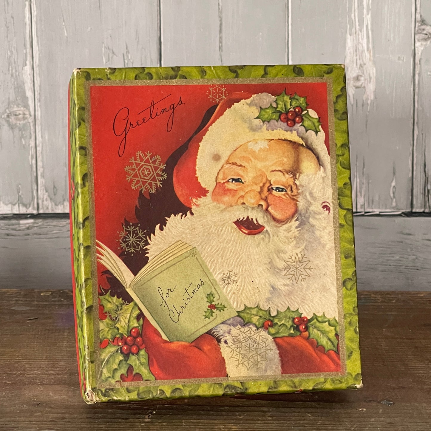 Vintage Christmas Card Box -Santa