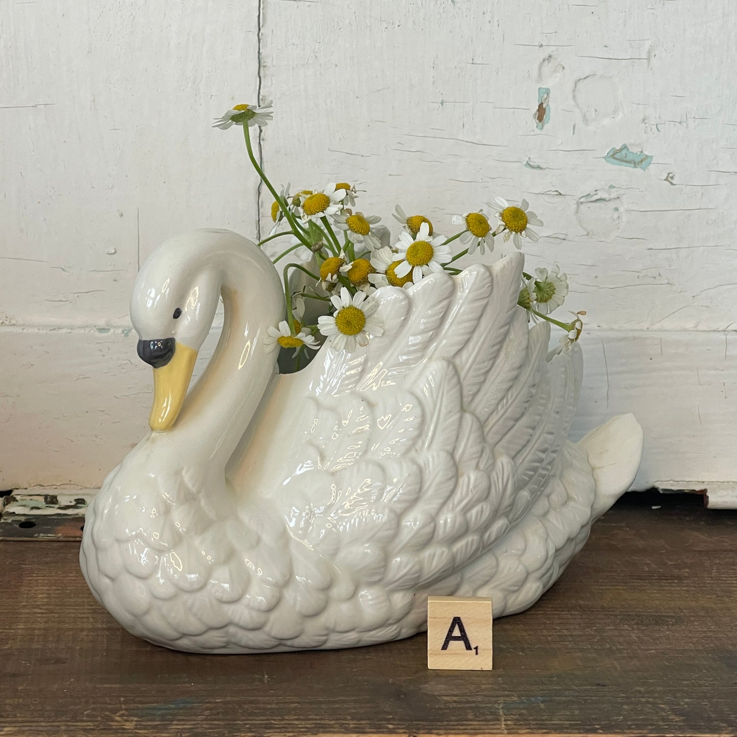 Vintage Ceramic Swan Planter