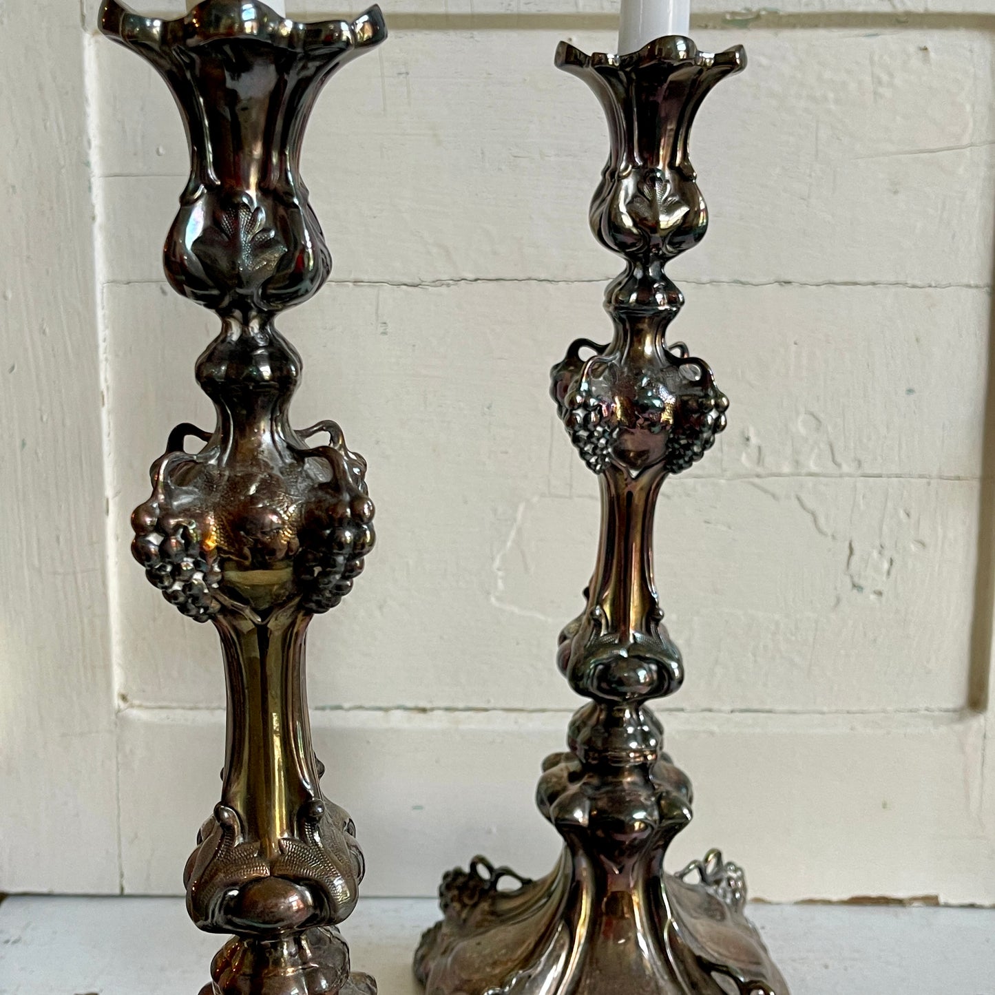 Repoussé Silverplate Candle Sticks