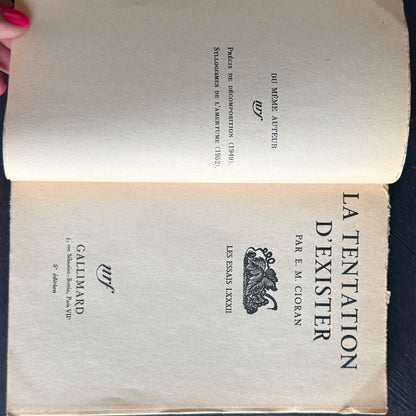 La Tentation d'exister by E.M. Cioran-1956 First Edition