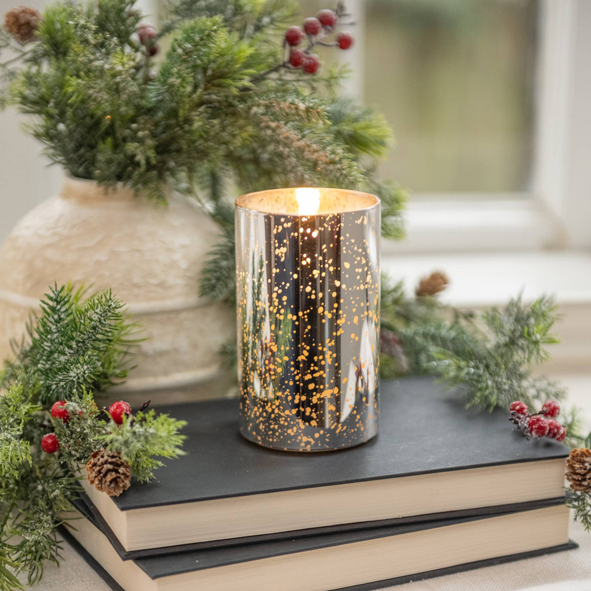 Silver Mercury Glass Candle