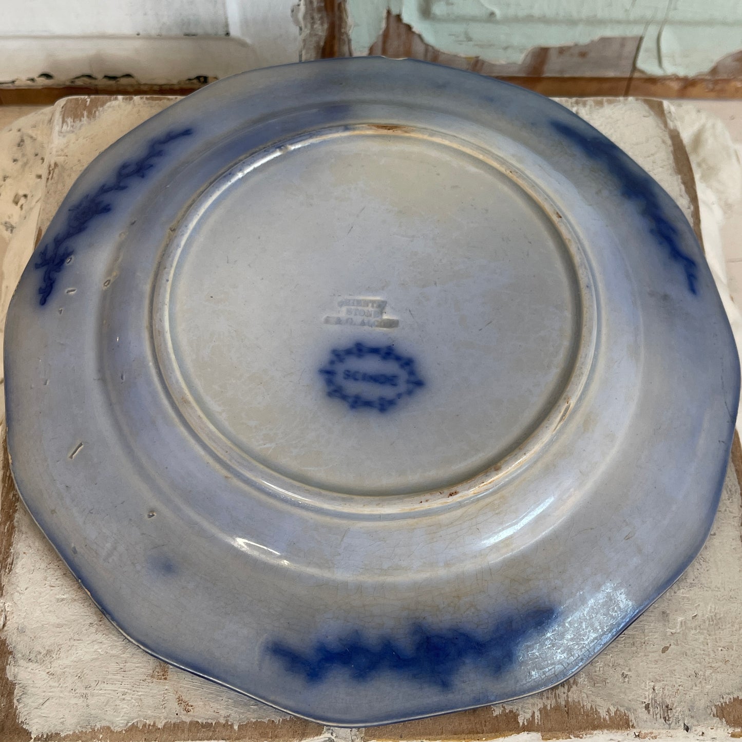 Antique Ironstone Flow Blue Plate