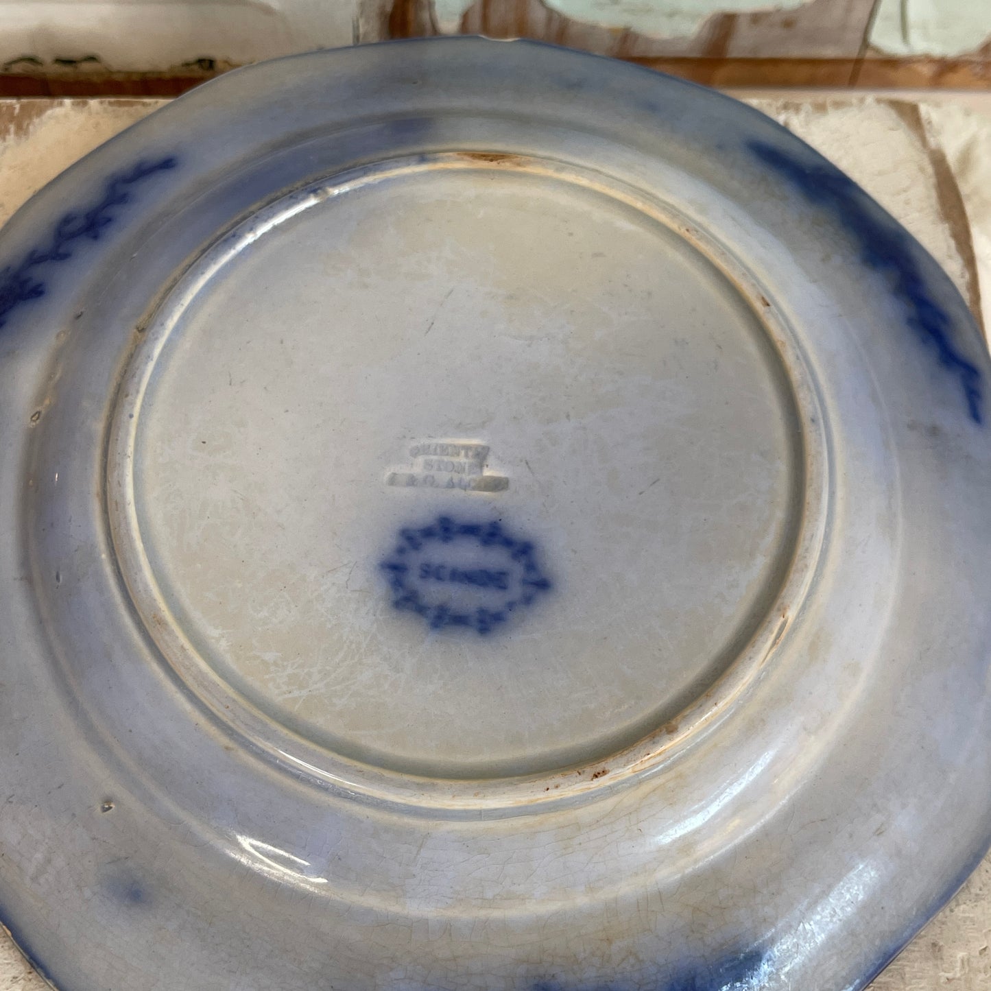 Antique Ironstone Flow Blue Plate