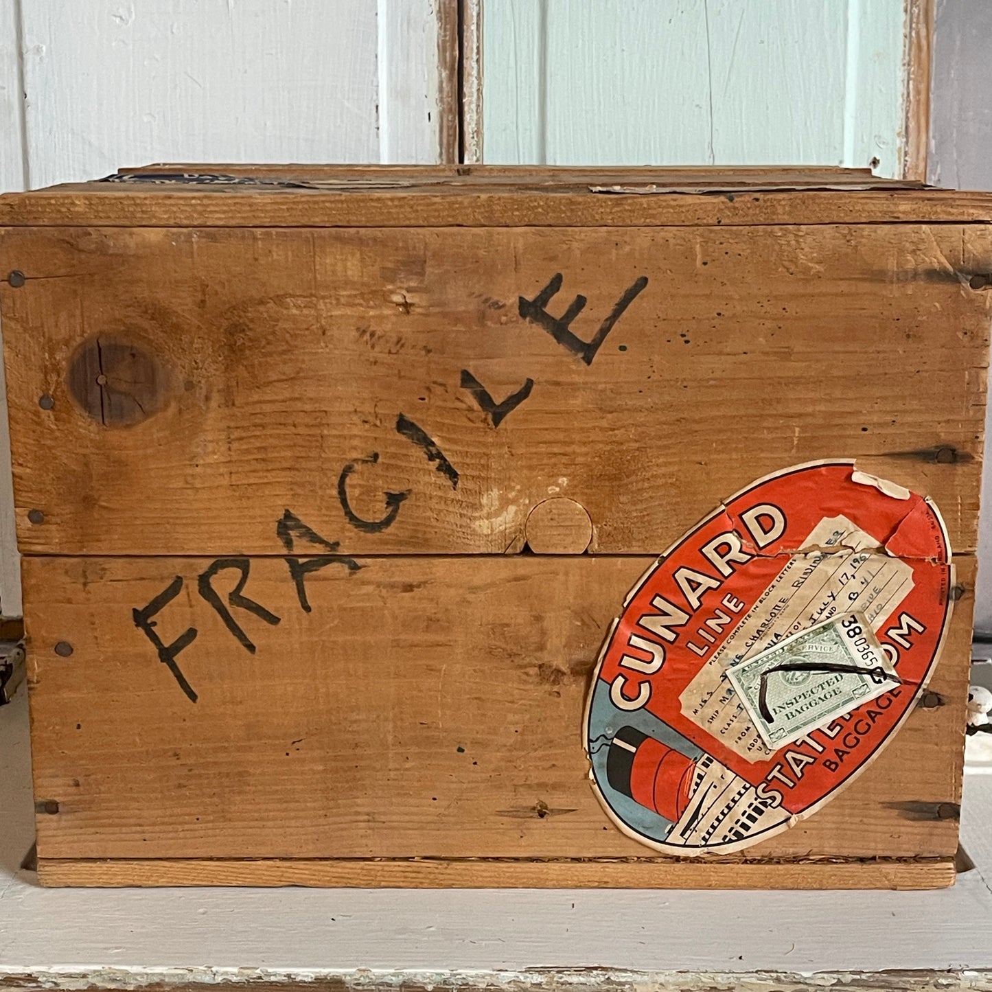 Vintage Cunard Shipping Crate