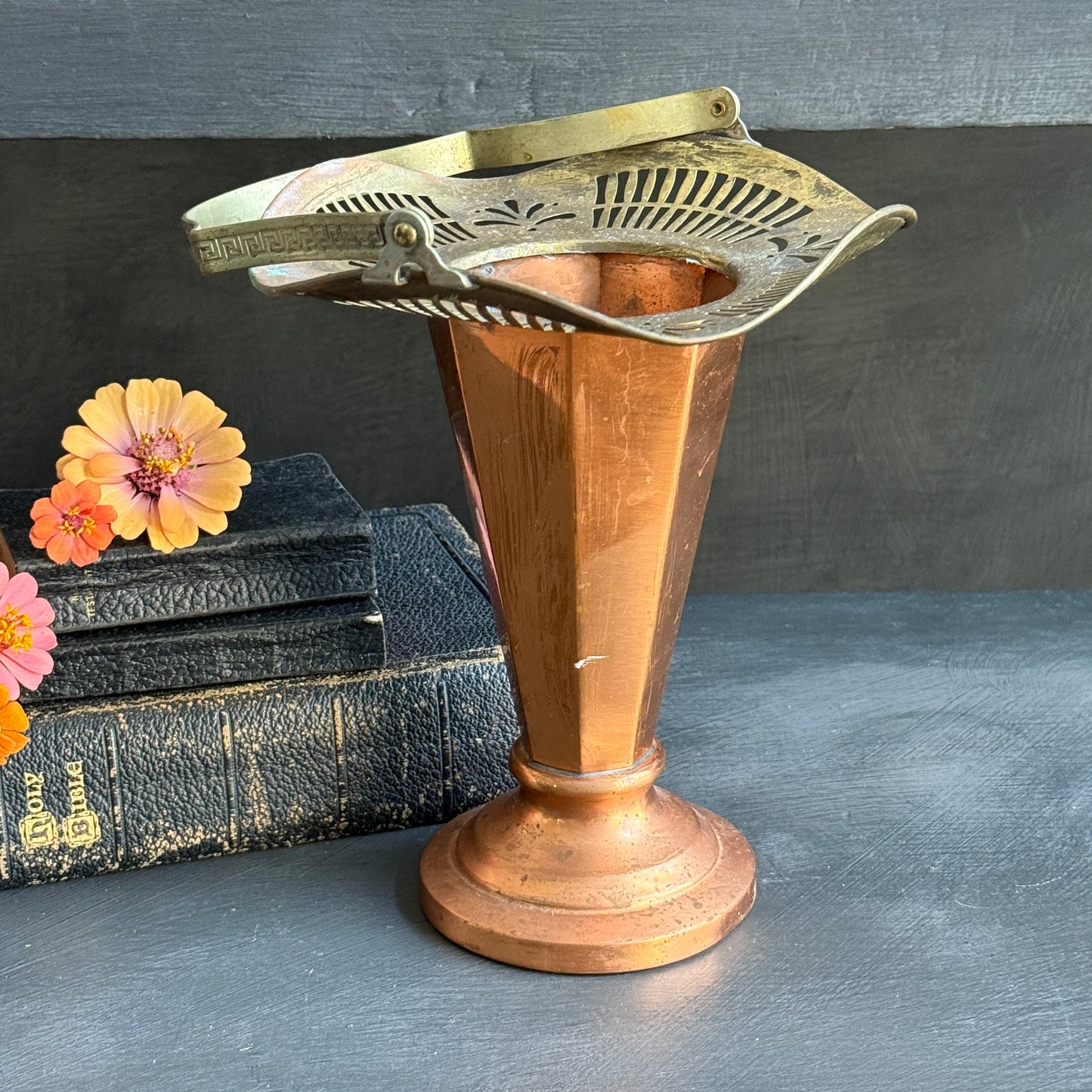 Copper Bridal Basket Vase