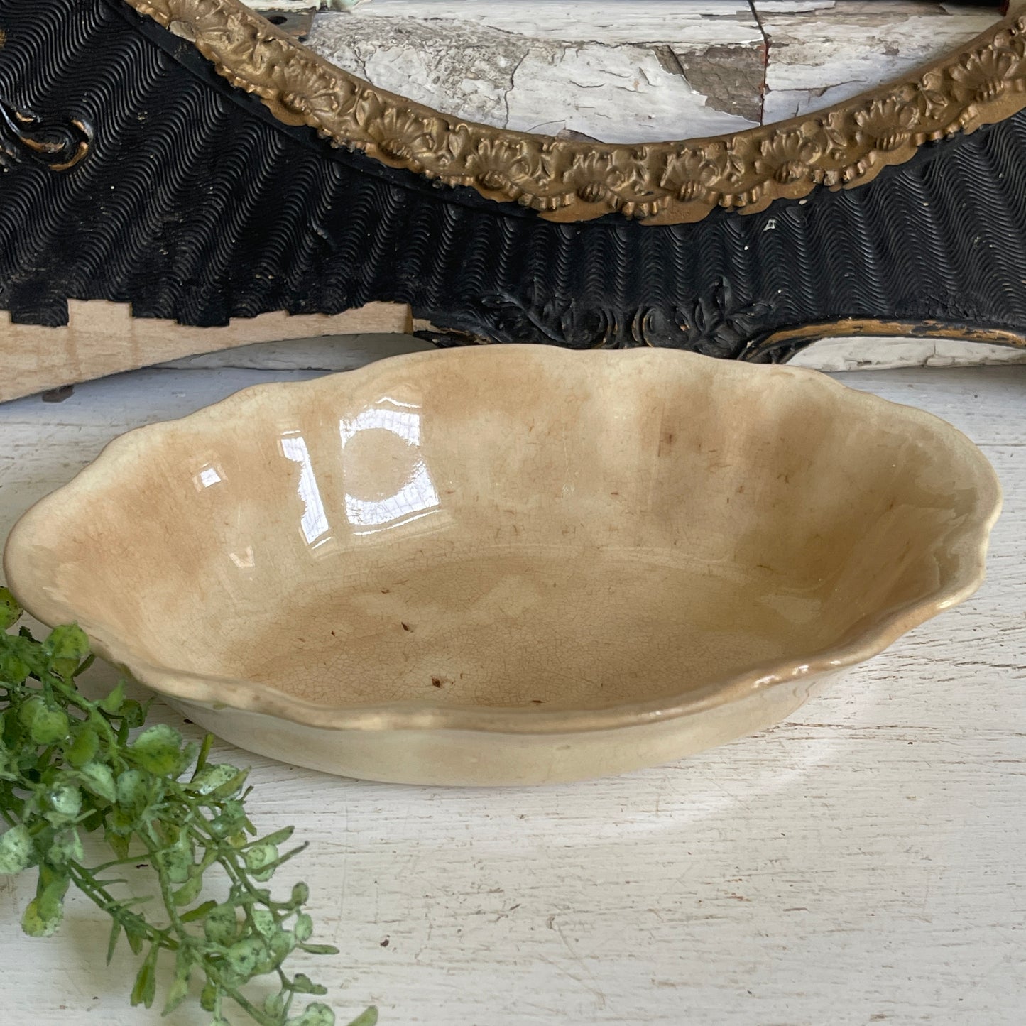 Antique Ironstone Oval Serving Bowl