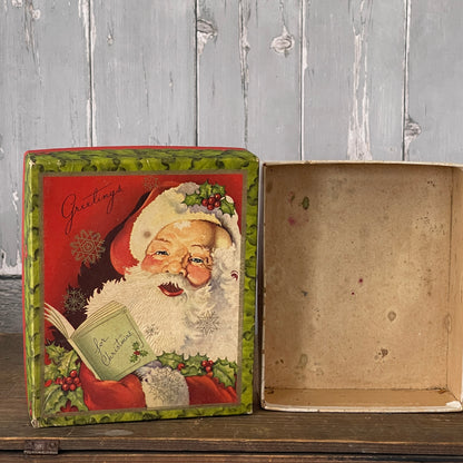 Vintage Christmas Card Box -Santa