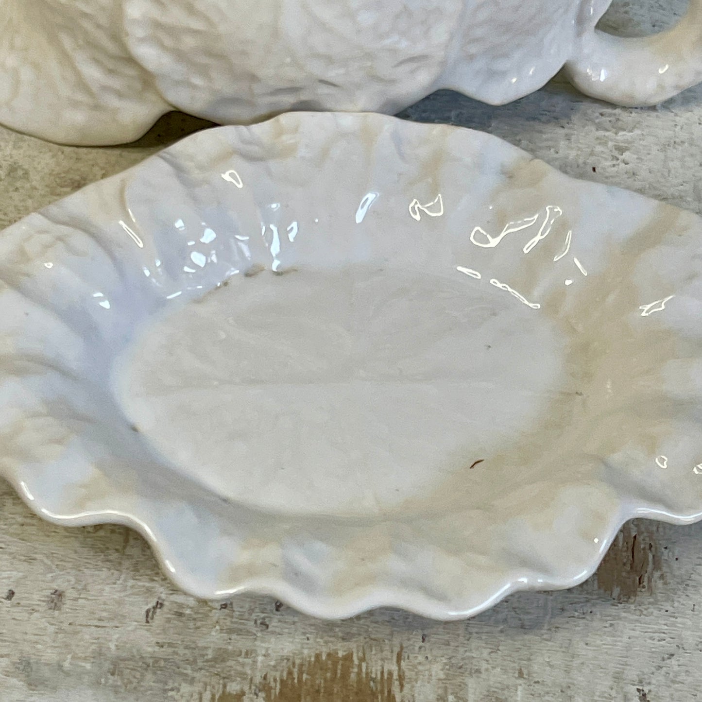 White Cabbage Leaf Gravy Boat