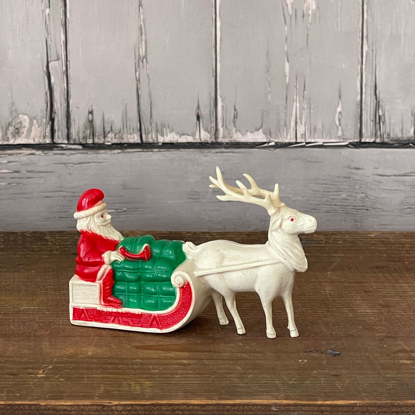 Celluloid Santa Claus Sleigh and Reindeer