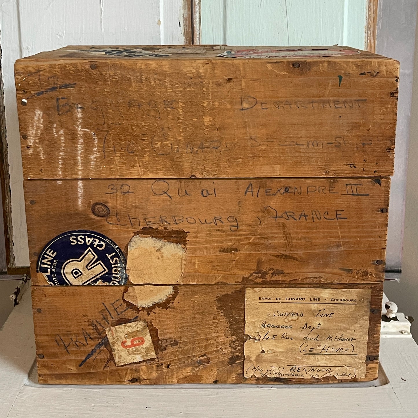 Vintage Cunard Shipping Crate