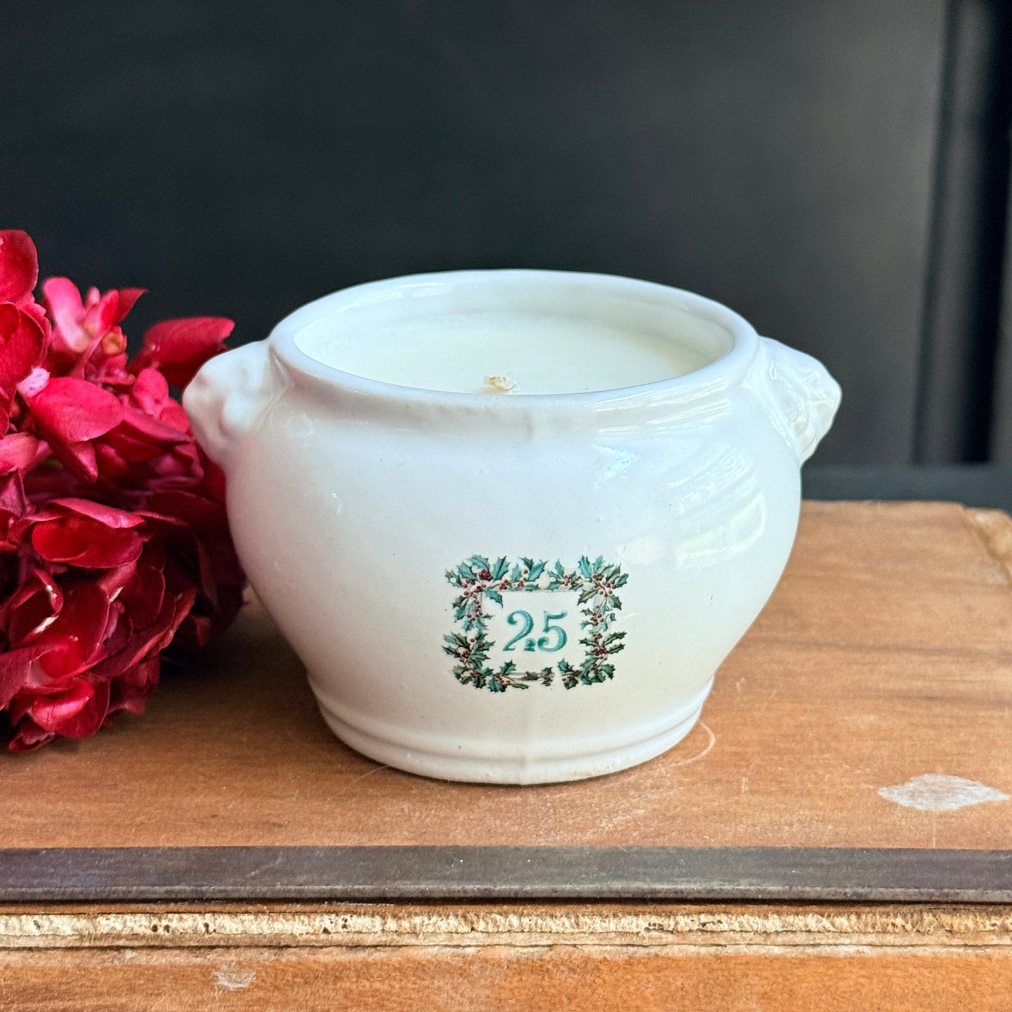 Vintage French White Lion Head Soup Tureen Candle - Cozy Cranberry
