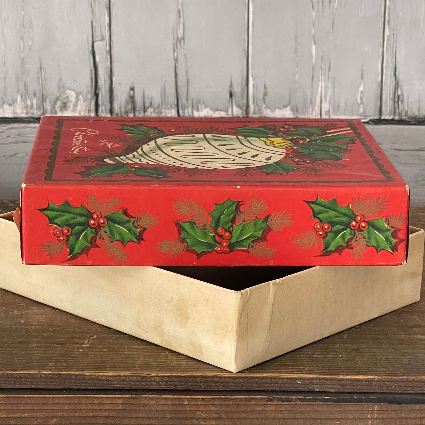 Vintage Christmas Card Box-Ornament Design