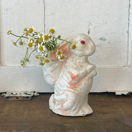 Vintage Papier-Mâché Easter Bunny with Basket