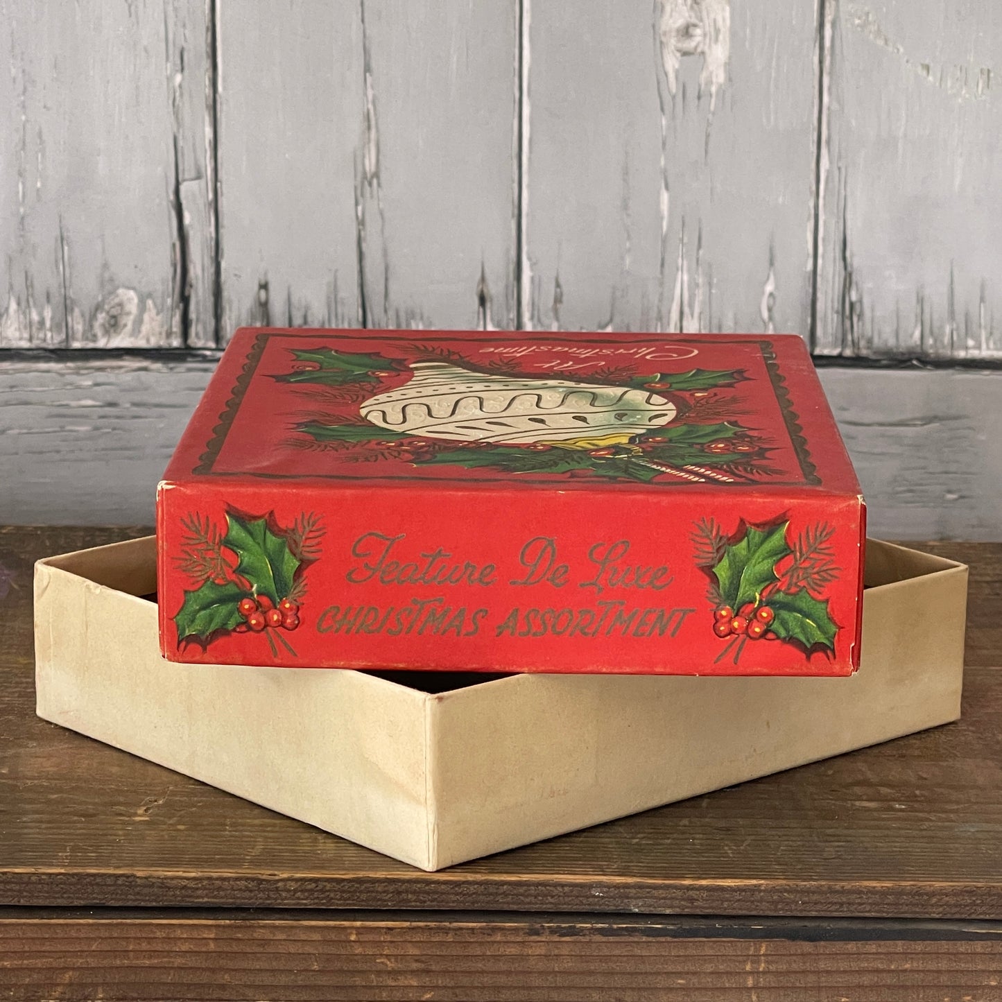 Vintage Christmas Card Box-Ornament Design