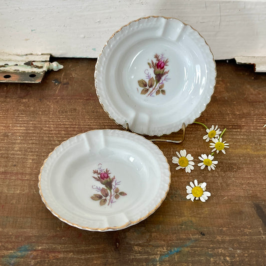 Vintage Pink Rose Ashtrays