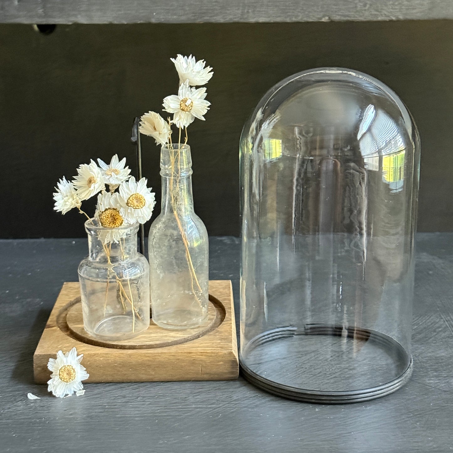 Glass Display Cloche with Bottles