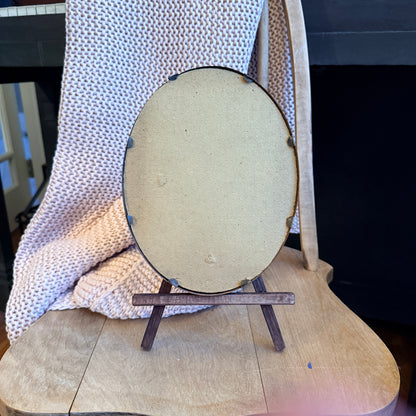 Antique Cupid Awake Print – Oval Metal Frame