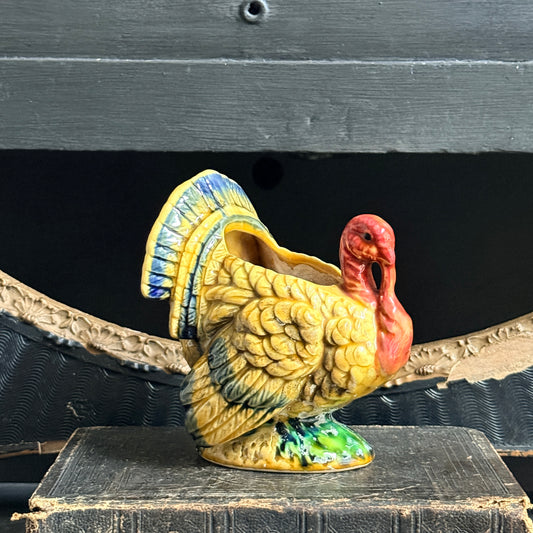 Vintage Colorful Thanksgiving Turkey Planter
