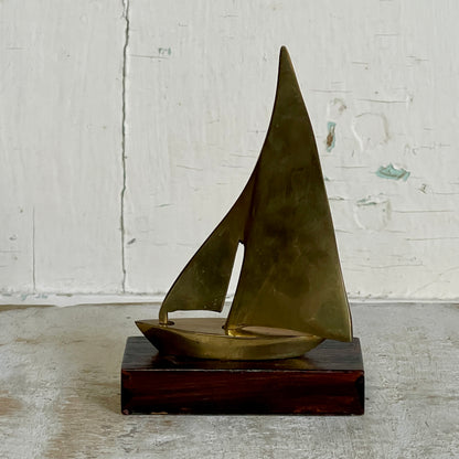 Vintage Brass Sail Boat Sculpture