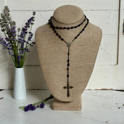 Vintage Black Bead Rosary