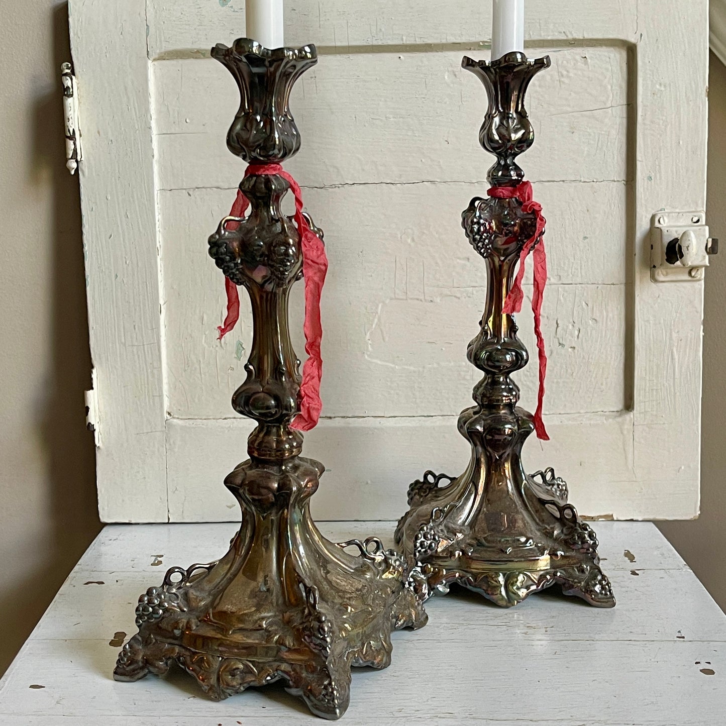 Repoussé Silverplate Candle Sticks