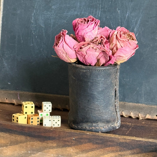 Antique Leather Dice Cup with Dice