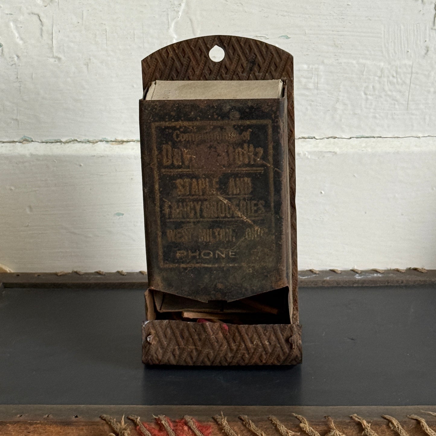 Antique Tin Matchbox Holder