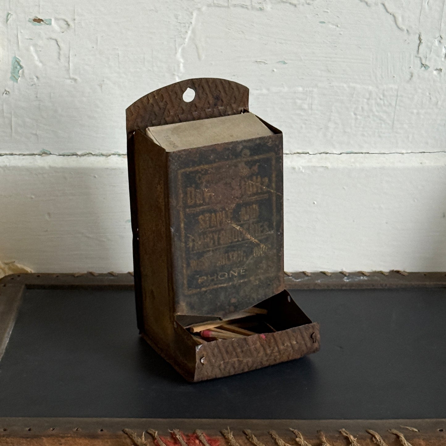 Antique Tin Matchbox Holder
