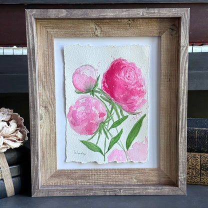 Blushing Peonies IV – Original Watercolor Painting