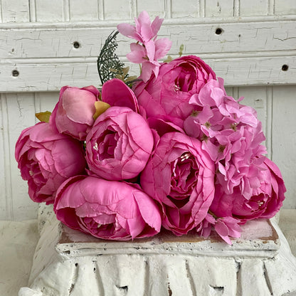 Faux Peony Bouquet - Orchid Pink