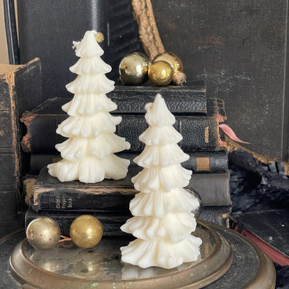 Christmas Pine Tree Candles Set - Ivory