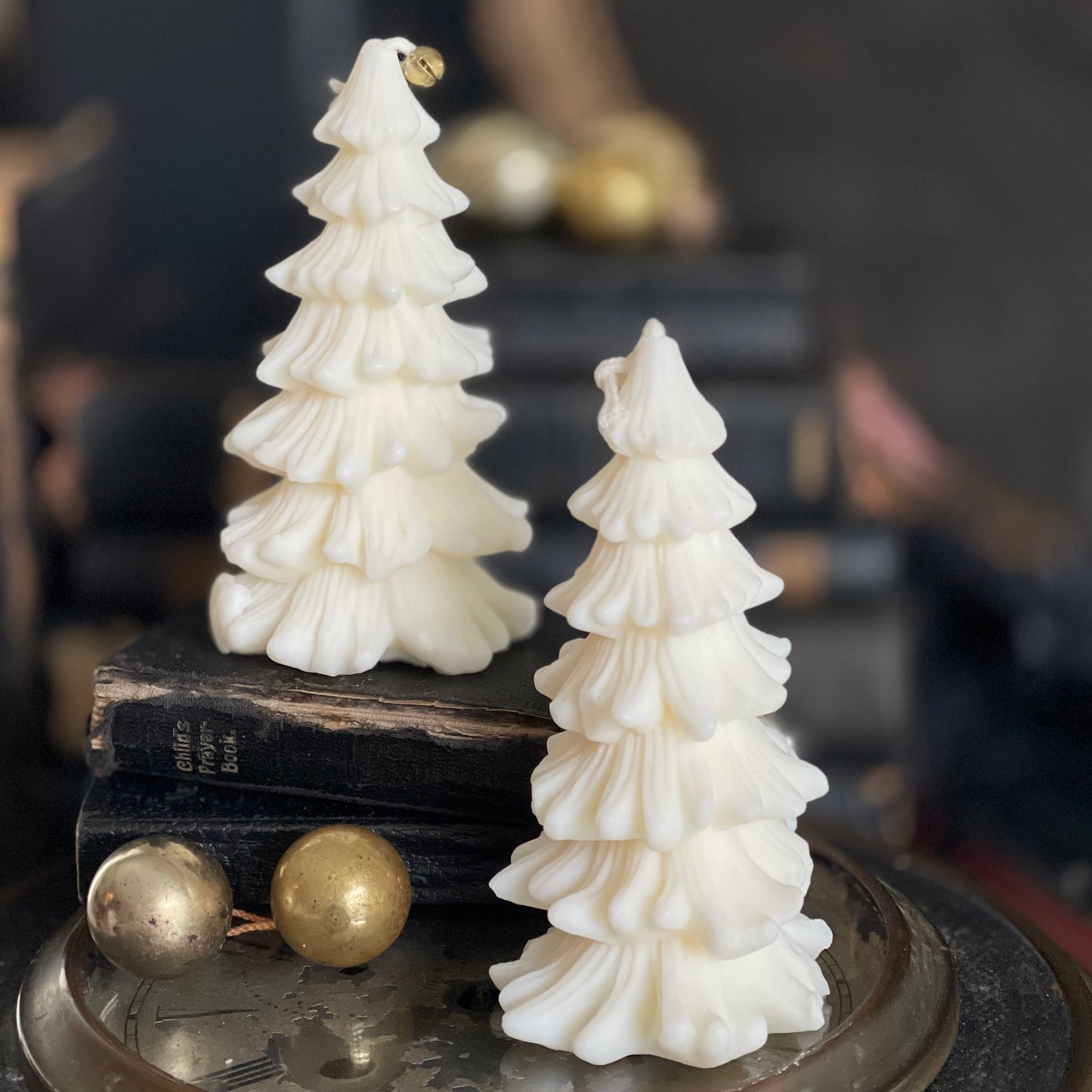 Christmas Pine Tree Candles Set - Ivory