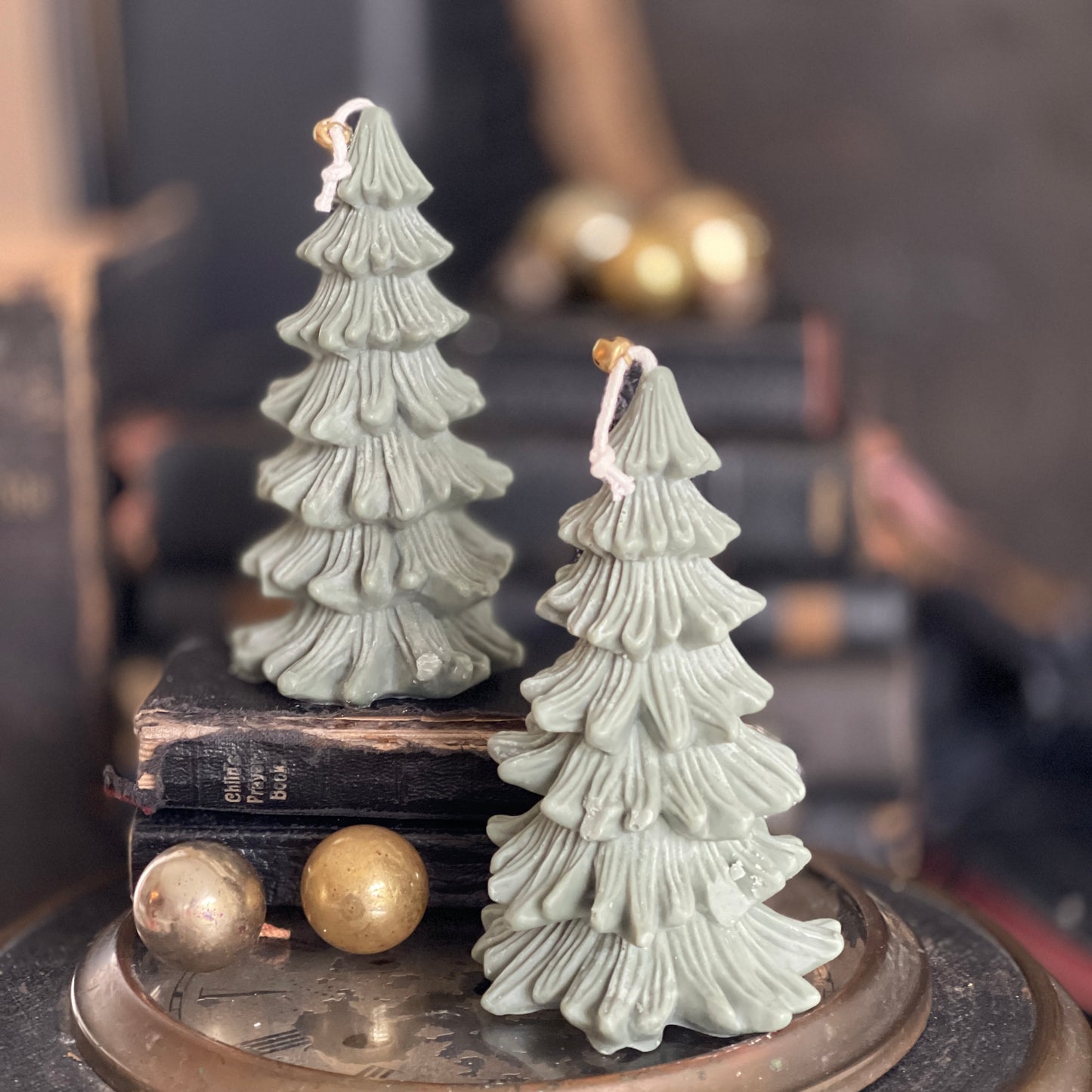 Christmas Pine Tree Candle Set - Green