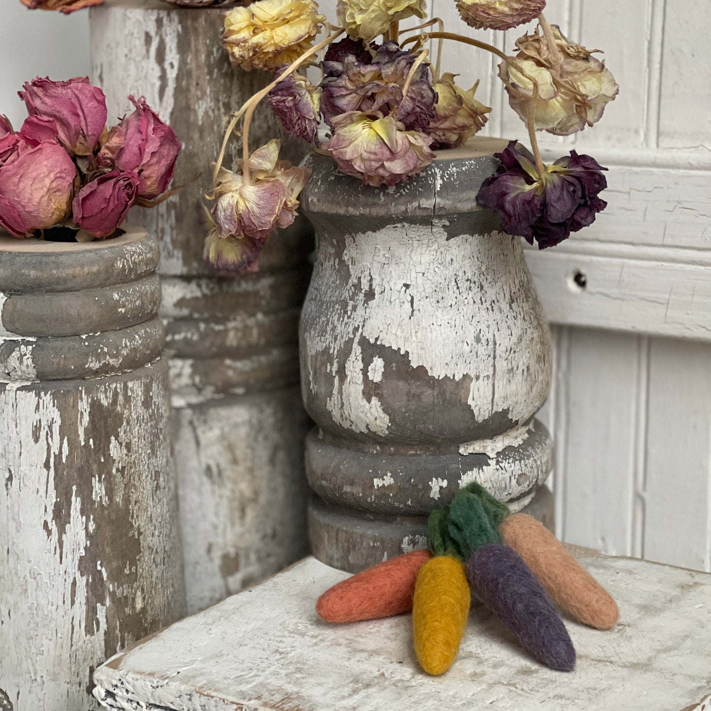 Felted Wool Heirloom Carrots - Set of Four