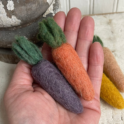 Felted Wool Heirloom Carrots - Set of Four