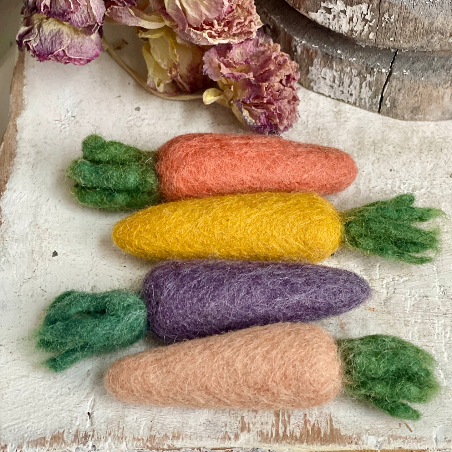 Felted Wool Heirloom Carrots - Set of Four