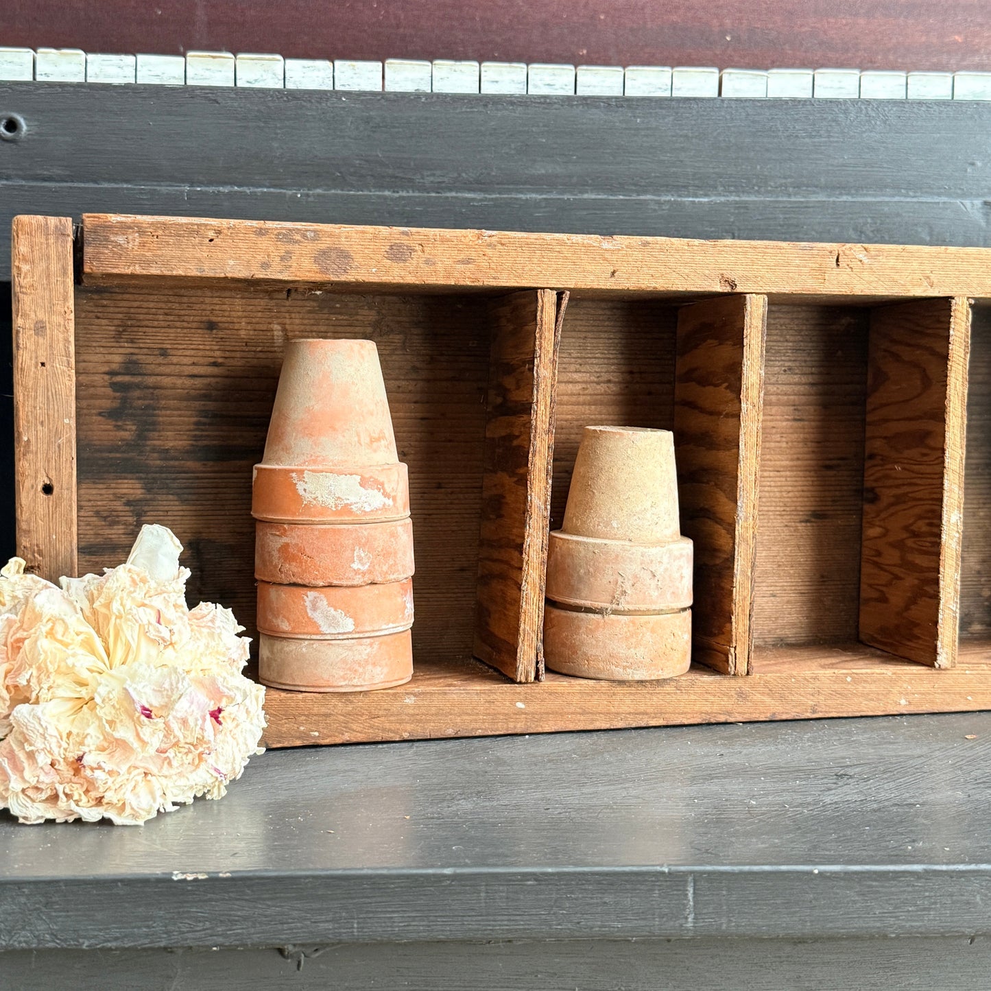 Vintage Wood Divided Box