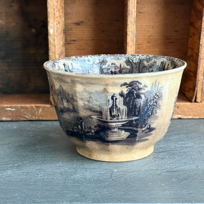 Rare Antique Victorian Flow Black "Medina" Waste Bowl -  c. 1845 Jacob Furnival