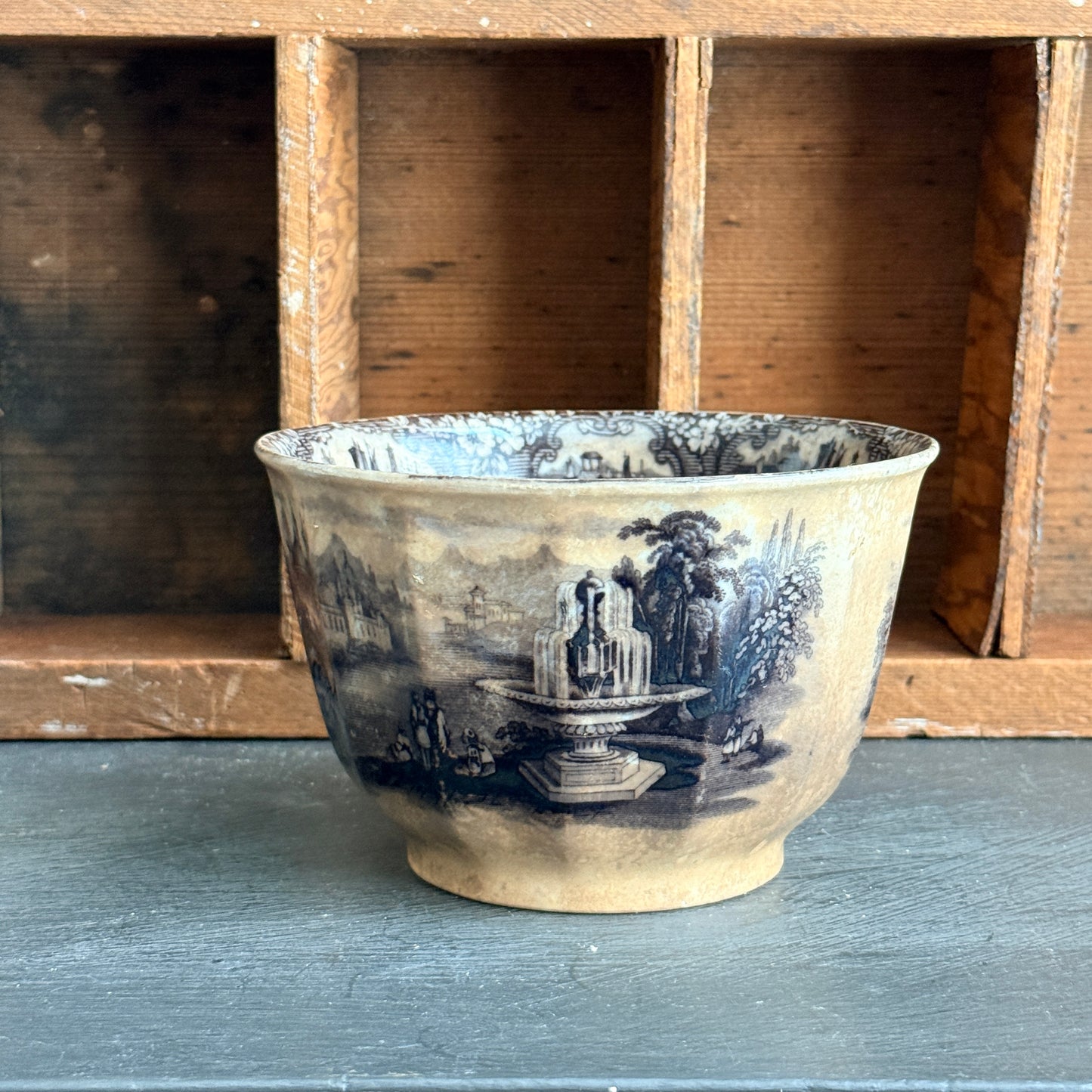 Rare Antique Victorian Flow Black "Medina" Waste Bowl -  c. 1845 Jacob Furnival