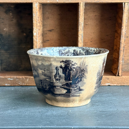 Rare Antique Victorian Flow Black "Medina" Waste Bowl -  c. 1845 Jacob Furnival