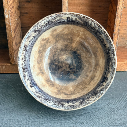 Rare Antique Victorian Flow Black "Medina" Waste Bowl -  c. 1845 Jacob Furnival