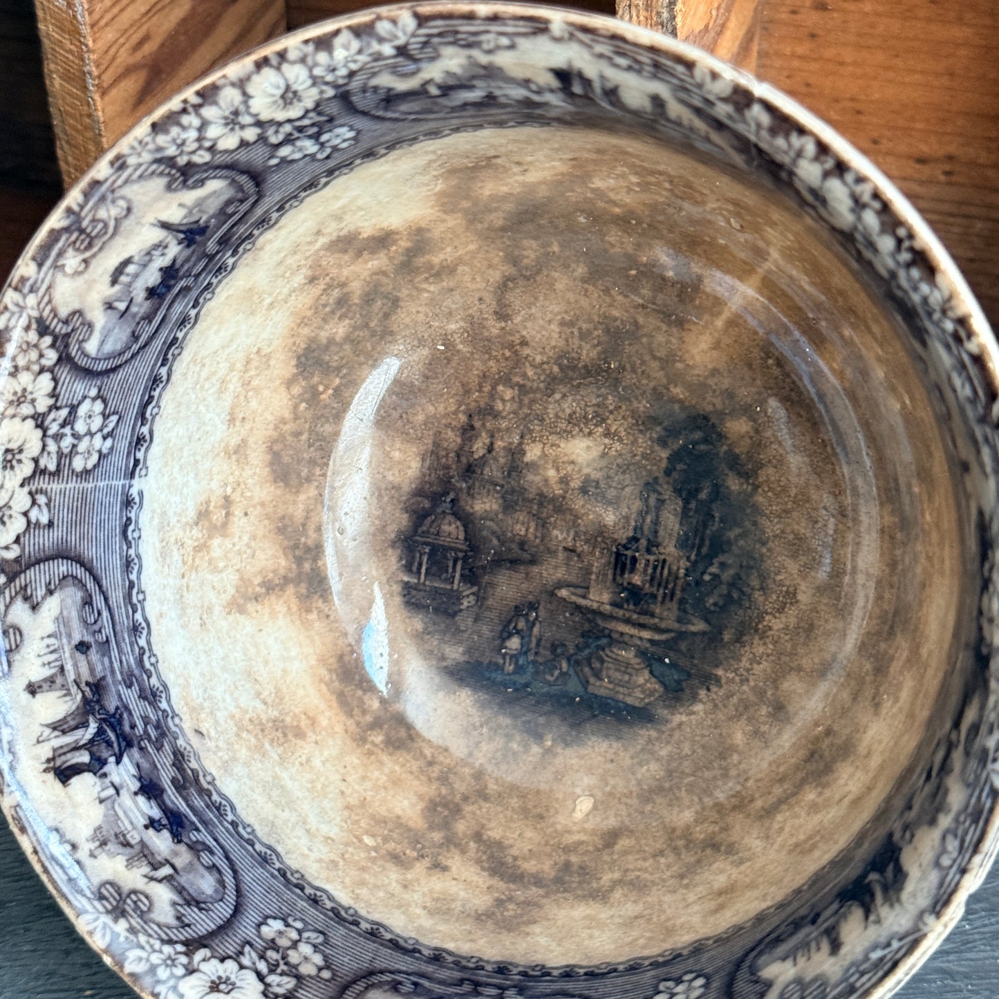 Rare Antique Victorian Flow Black "Medina" Waste Bowl -  c. 1845 Jacob Furnival