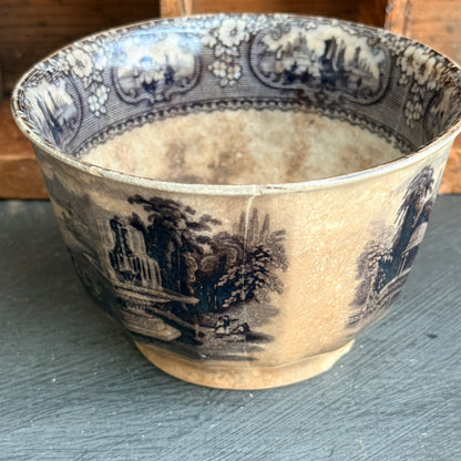 Rare Antique Victorian Flow Black "Medina" Waste Bowl -  c. 1845 Jacob Furnival