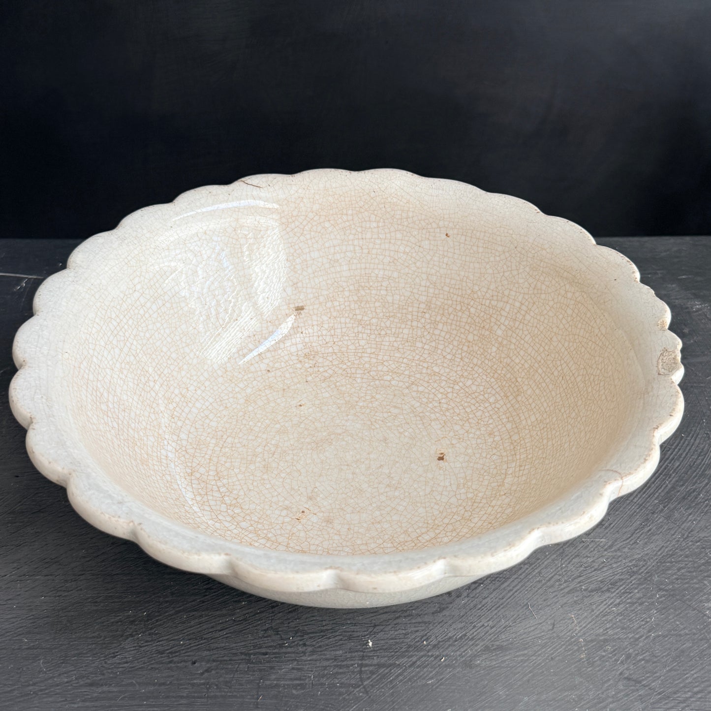 Antique Ironstone Scalloped Bowl