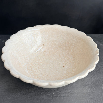 Antique Ironstone Scalloped Bowl