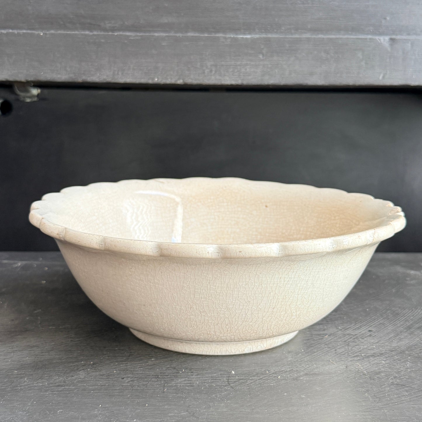 Antique Ironstone Scalloped Bowl