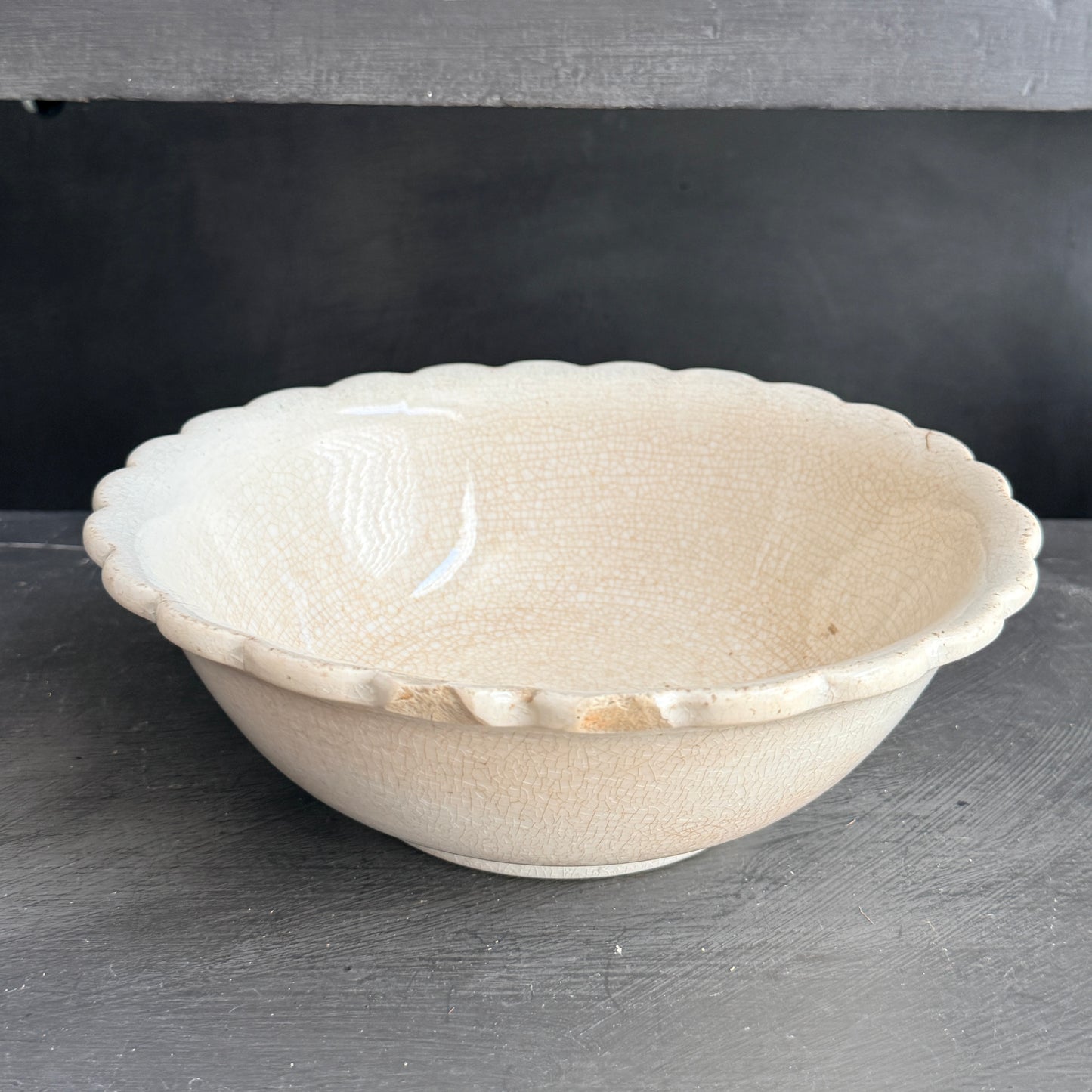 Antique Ironstone Scalloped Bowl