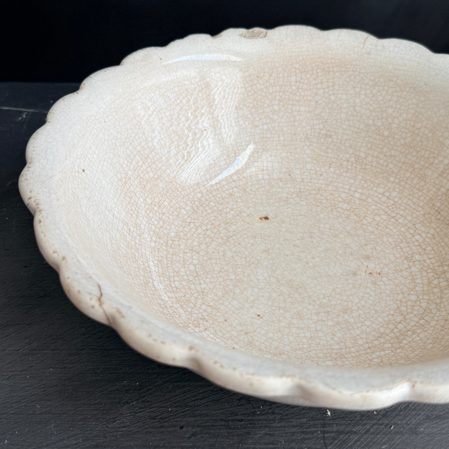 Antique Ironstone Scalloped Bowl