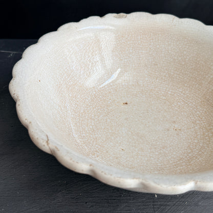Antique Ironstone Scalloped Bowl